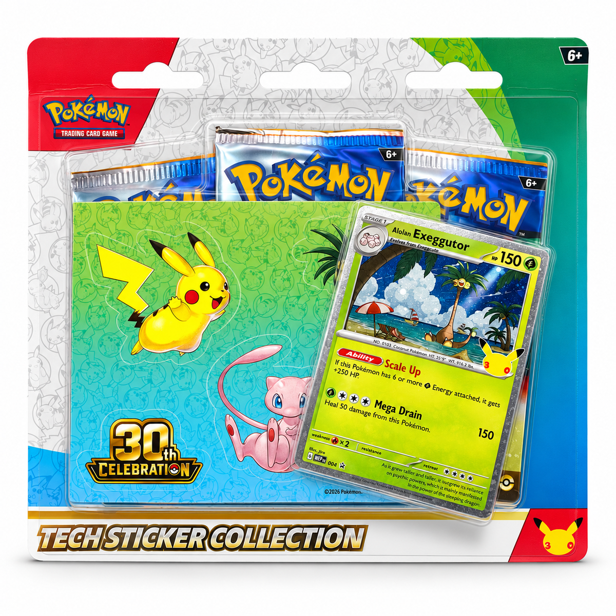 Pokémon TCG 30th Celebration Tech Sticker Collection | 3 Sobres | Inglés