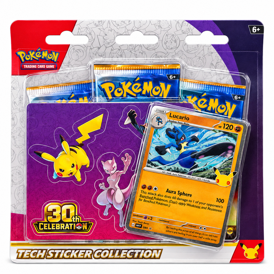 Pokémon TCG 30th Celebration Tech Sticker Collection | 3 Sobres | Inglés