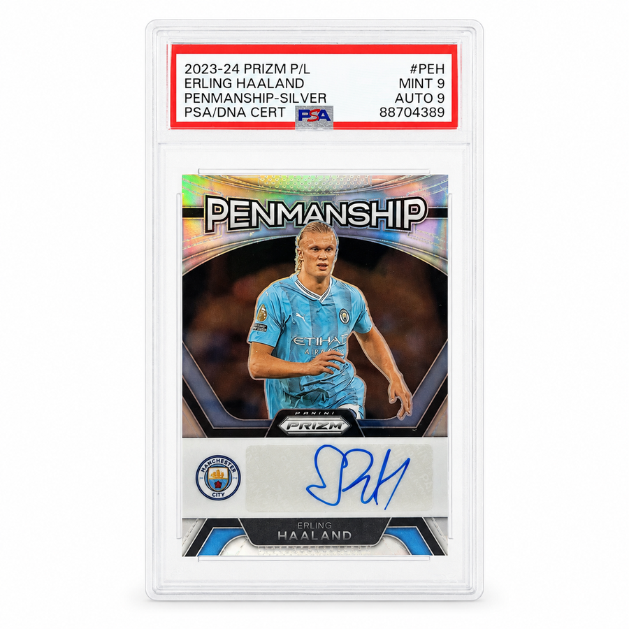 Erling Haaland 2023-24 Panini Prizm Penmanship Silver Auto 29/99 PSA 9 | Manchester City